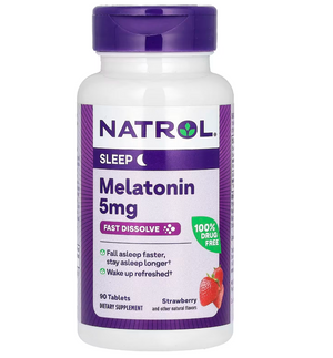 Melatonina 5 mg Fast Dissolve sublingual Sabor Morango ou citrus- 90 unidades - Natrol