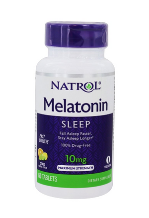 Melatonina 10mg Pastilha sublingual sabor CITRUS ou MORANGO - 60 compr - Natrol
